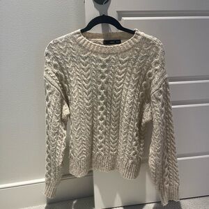 Mango Women's Cream Cable Knit Sweater